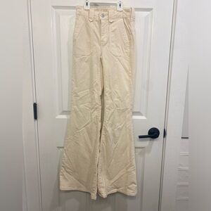 American Eagle Flare Stretch Corduroy Cream Jeans